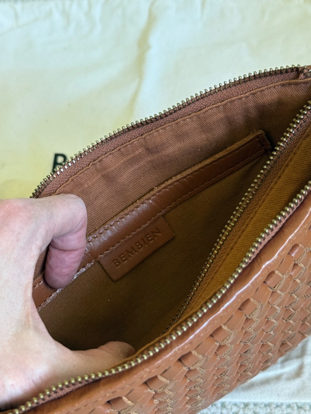 Bembien Nora Crossbody Woven Leather Purse in Sienna - Picture 8 of 13